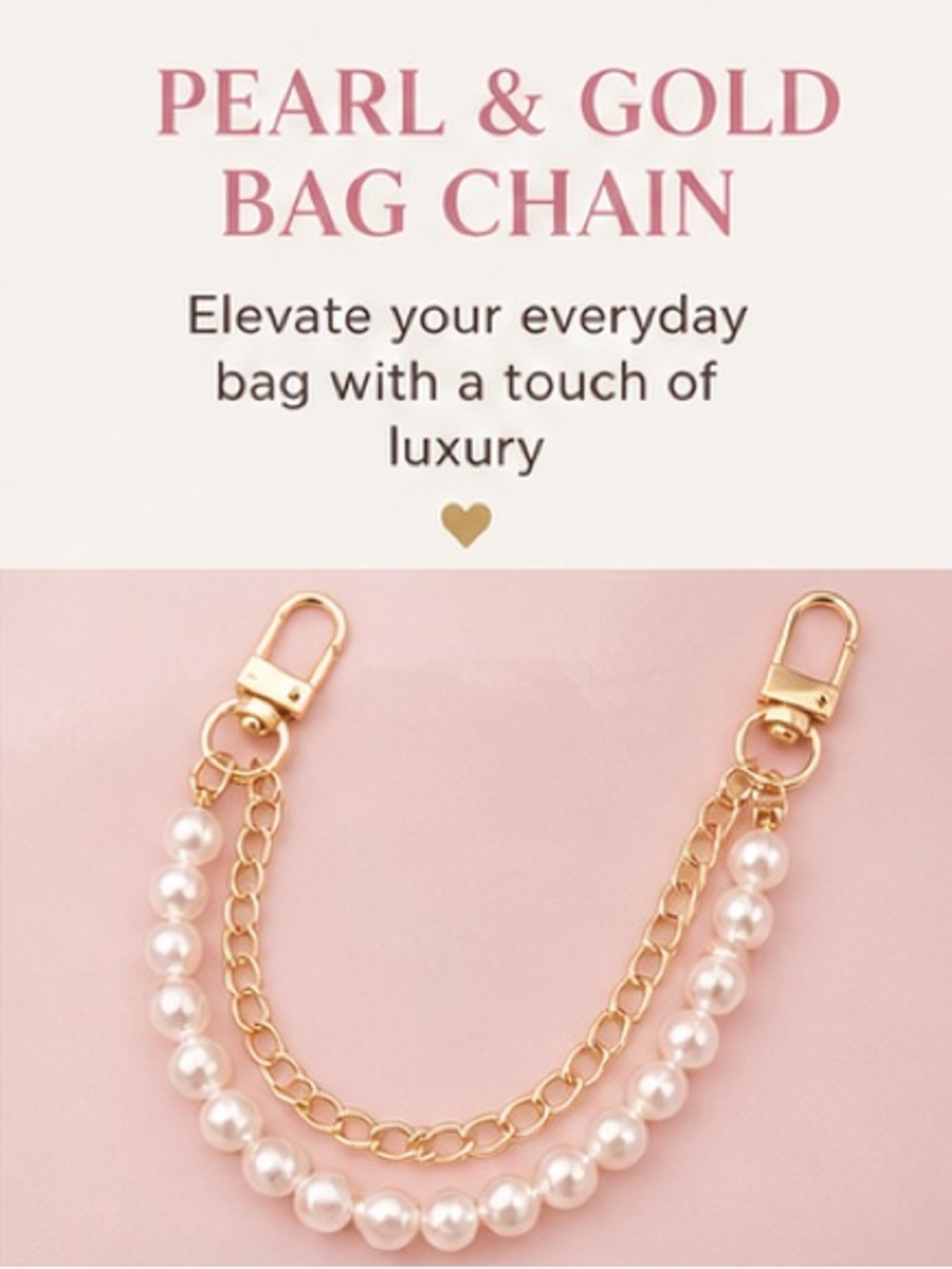 Pearl Gold Bag Chain Strap | Purse Charm Handle | Luxury Chic